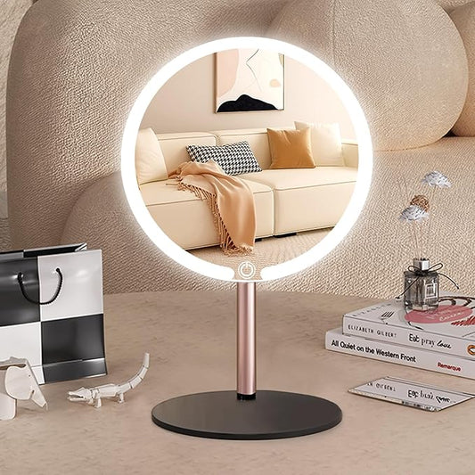 Vanity Mirror with Lights with 4K Ultra-Clear Clarity, Long-Press Touch Brightness Control, 3-Speed Brightness, and Multi-Angle Design – Perfect for Makeup & Grooming(Black)