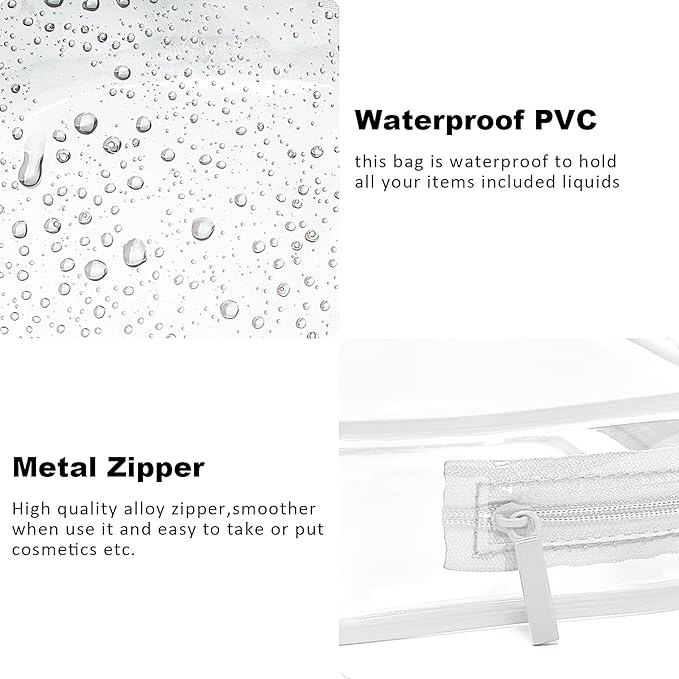 4 Pack Clear Makeup Bags, TSA Approved Toiletry Bag Car Organizer Travel Cosmetic Case Portable Travel Essentials Bags for Toiletries Clear Summer Beach Bag Carry on Airport Airline Compliant Bag