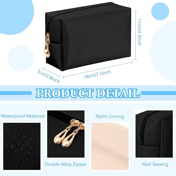 Kigeli 15 Pcs Aesthetic Makeup Bags PU Leather Cosmetic Pouches Waterproof Plain Toiletry Bags Makeup Pouches Bulk for Women Party Gift Travel Storage Organizer (Black)