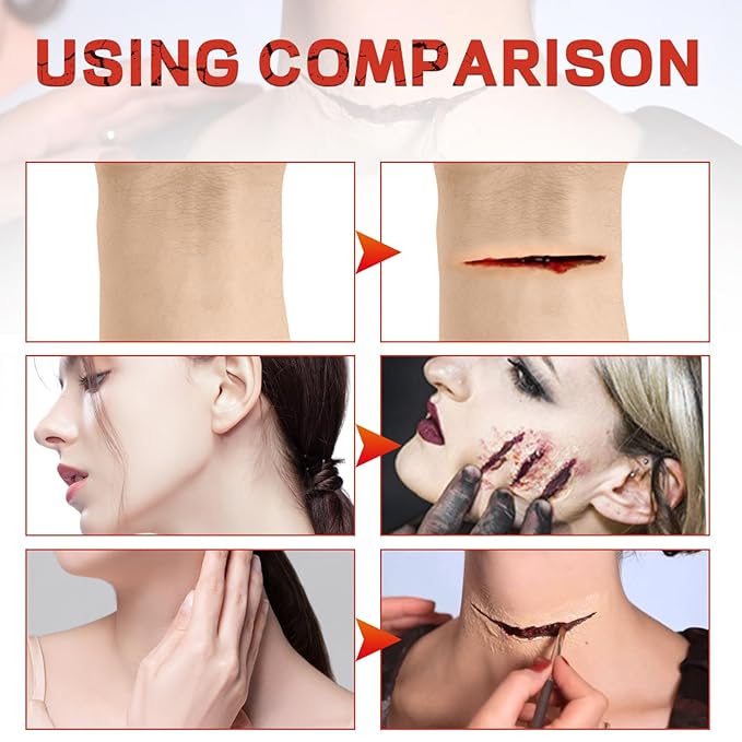 Halloween Fake Blood Kit,Fake Blood Spray+ Dripping Blood 1.76oz + Coagulated Gel Blood 1.06oz - Realistic Washable Fake Blood Makeup for Halloween Makeup Zombies Vampire Monster Cosplay & Dress Up