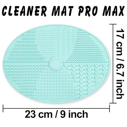 Makeup Brush Cleaner Mat, Silicone, Big Size, Green, Cleaning Pad with Suction Cup, Make Up Brush Cleaner