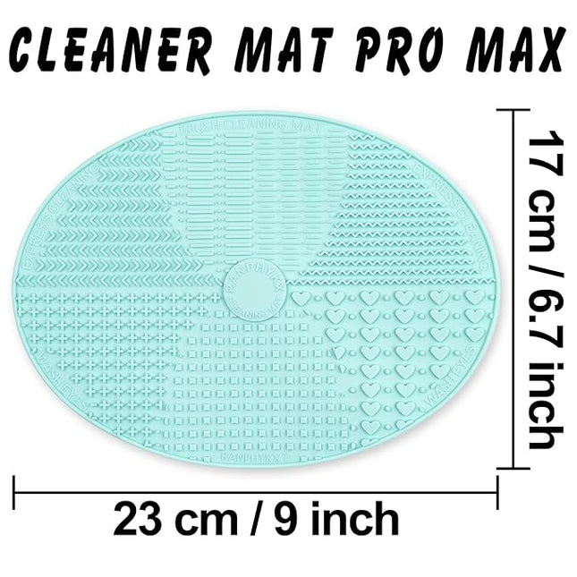 Makeup Brush Cleaner Mat, Silicone, Big Size, Green, Cleaning Pad with Suction Cup, Make Up Brush Cleaner