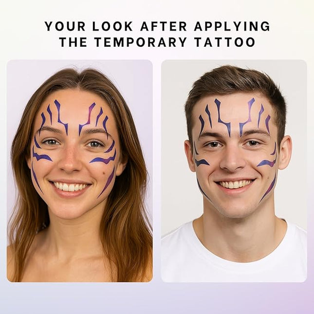 Purple Ombre Temporary Tattoos – Realistic Waterproof Body Art for Cosplay, Halloween, and Party Makeup