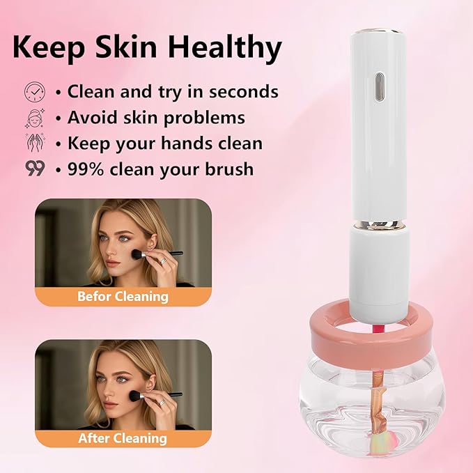 Electric Makeup Brush Cleaner, Fast Drying Makeup Brush Cleaning Machine, Portable Makeup Brush Spinner for All Brushes