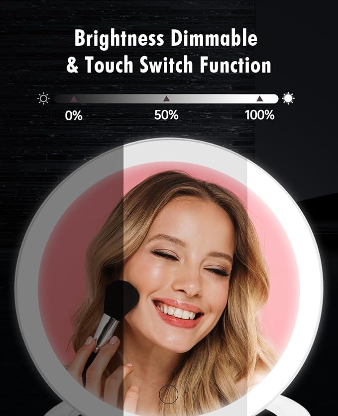 FASCINATE Magnifying Mirror 10X 1X Double Sided Magnification Makeup Vanity Mirror Rechargeable Lighted Mirror with 3 Color Lighting Modes Adjustable Rotation LED Vanity Mirror