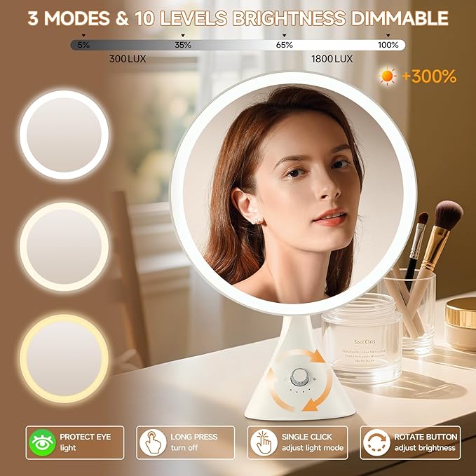 Lighted Makeup Mirror with Magnification Electric Plug in, 7X Magnifying Lighted Vanity Makeup Mirror with Led Lights