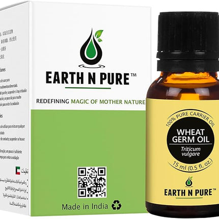 Earth N Pure Wheat Germ Oil (Gehu Oil) Cold Pressed, Natural and Therapeutic Grade - 15 ml