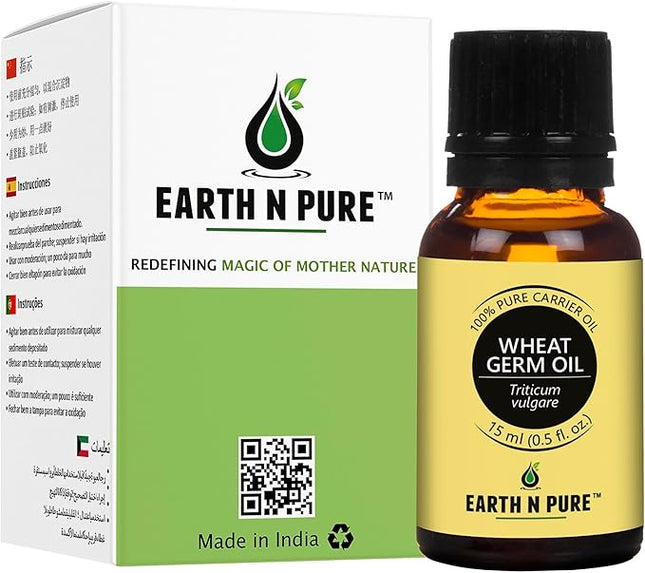 Earth N Pure Wheat Germ Oil (Gehu Oil) Cold Pressed, Natural and Therapeutic Grade - 15 ml