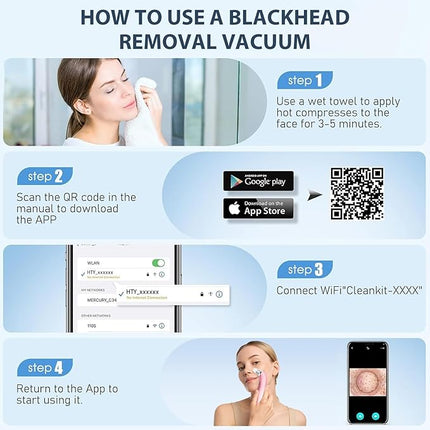 Blackhead Remover Pore Vacuum with Camera - Upgraded Black Head Remover for Face, Electric Acne Comedone Whitehead Extractor Tools - 5 Modes, 3 Probes, Pimple Popper Tool Ki