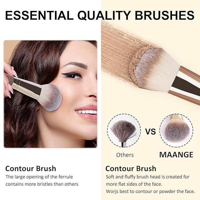 Make Up Brushes, MAANGE 18 Pcs Premium Synthetic Makeup Brushes Set Soft Foundation Powder Eyeliner Eye Shadow Makeup Brushes Professional (Champagne)
