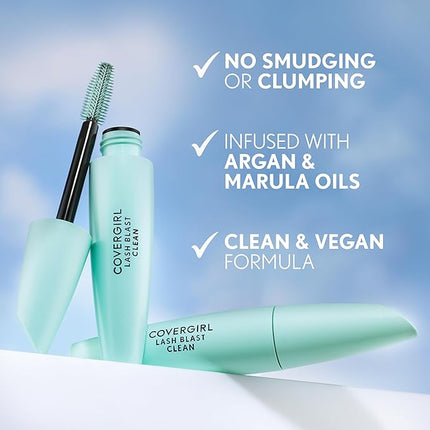 CoverGirl Lash Blast Clean Volume Mascara, Vegan Formula, Volumizing, Smudge-Proof, Black, 1 Count