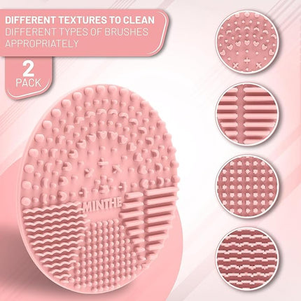 MINTHE™ Makeup Brush Cleaner Mat | 2 Pack | Silicone Make up Cleaning Pad