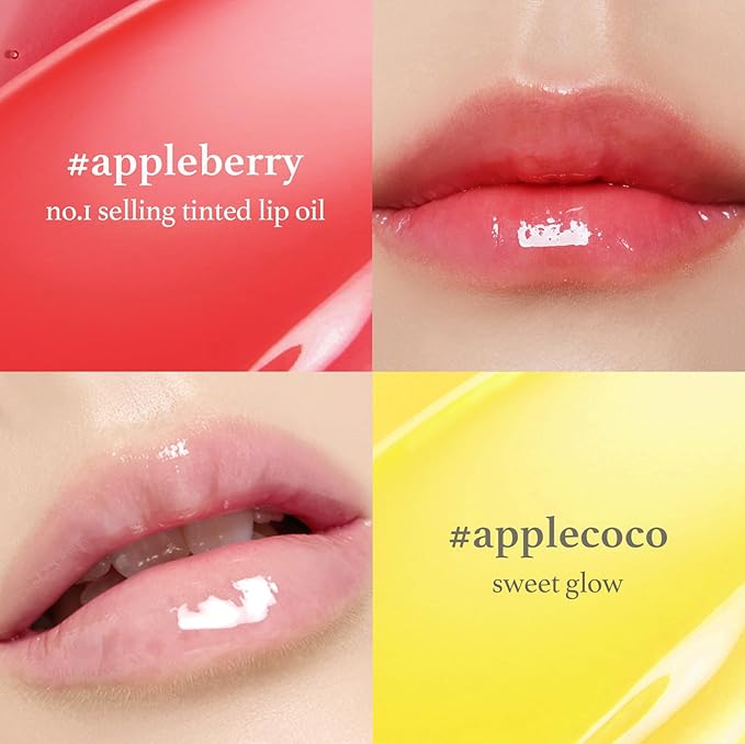 NOONI Korean Lip Oil Gift Set - Appleseed Lip Oil Trio, Tinted Lip Care, Hydrating, Lip Plumping, Long Lasting Moisture, Korean Vegan Makeup for Women, Travel Size, Mini Set, 0.12 Fl Oz x 3ea