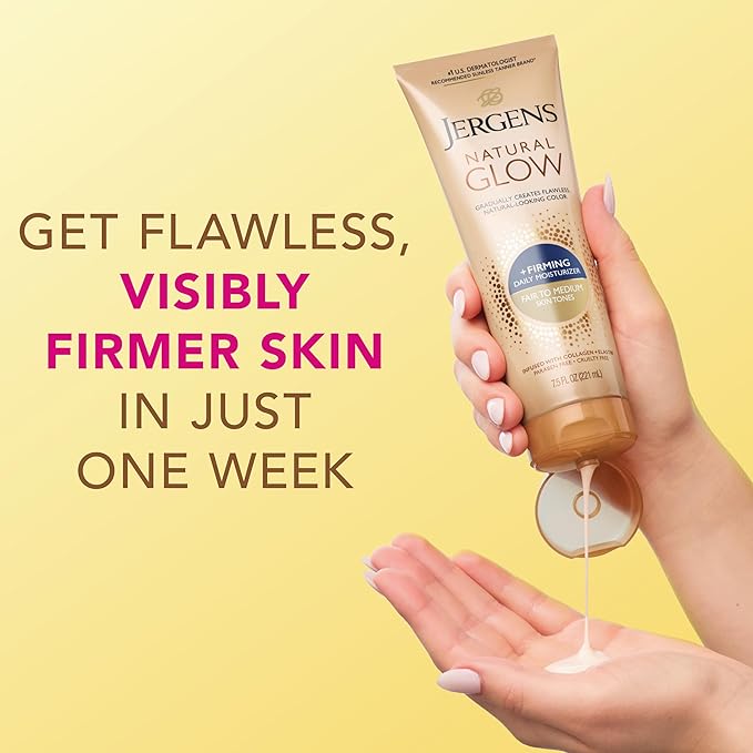 Jergens Natural Gradual Glow Bundle Pack: Daily Moisturizer +Firming 7.5fl oz and SPF20 Face Moisturizer 2fl oz, Fair to Medium
