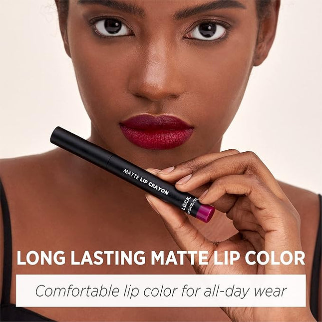 L.O.C.K. MATTE LIP CRAYON 02 PALE PINK Long Lasting Velvet Soft Matte Lipstick