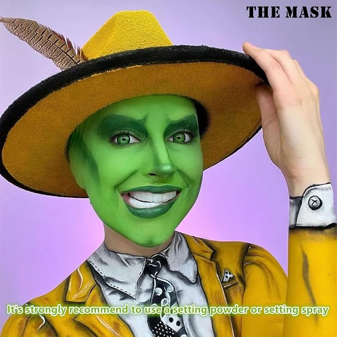 Go Ho Amazon Green Face Paint Washable for Halloween Makeup,Creamy to Gel Water Based Green Body Paint Full Coverage for Adults Children Cosplay SFX Costumes Festivals Makeup,25g