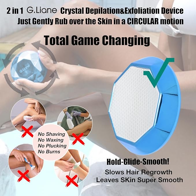 Crystal Hair Eraser,Painless Nano Hair Remover Exfoliation,Gentle and Efficient Glass Hair Removal Device Without Waxing,Natural Epilator for Women and Men(Royal Blue)