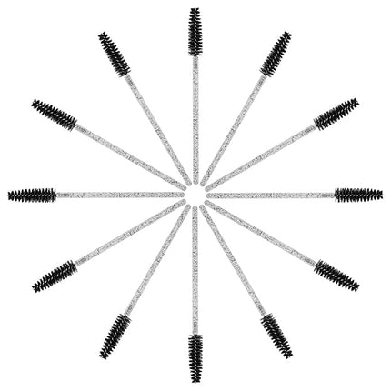 CHEFBEE 100PCS Disposable Eyelash Brush, Mascara Wands Makeup Brushes Applicators Kits for Eyelash Extensions and Eyebrow with Container (Black)