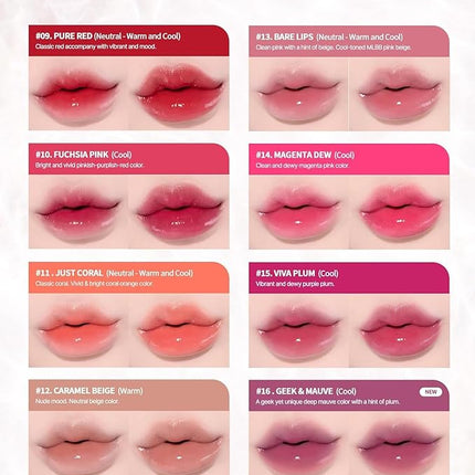 Heart Percent Dote On Mood Pure Glow Tint, Watery & Lightweight Moisturizing Lip Stain Long Lasting Liquid Lipstick 6.8g, #17. Flash Pink