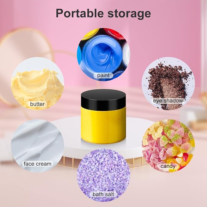 36 Pack 2 OZ Plastic Jars with Lids, BPA Free, Reusable, Refillable Transparent Cosmetic Containers for Bath Salts, Cosmetics, Powders, Beauty Product and Small Accessories