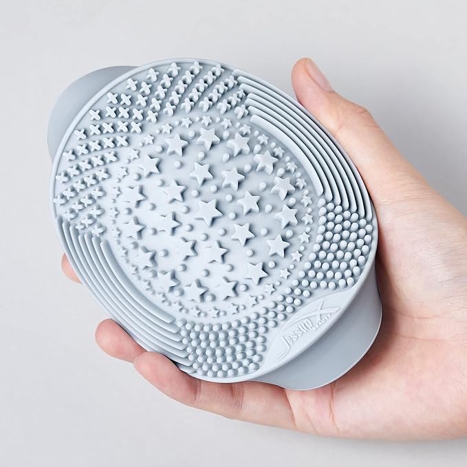 Jessup Makeup Brush Cleaning Mat with Color Removal Sponge, 2 in 1 Silicone Makeup Brush Cleaner (Skyway Blue), A004