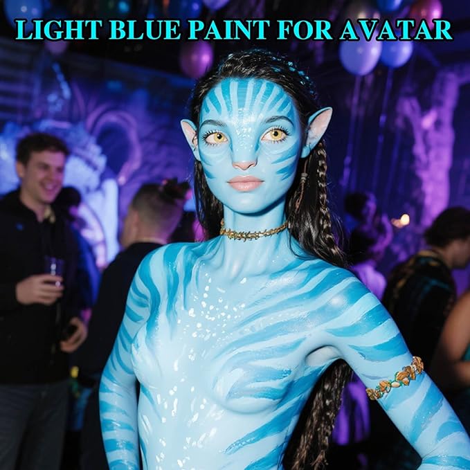 Light Blue Face Paint Stick,Water-Based Blue Body Paint Stick,Washable Baby Blue Halloween Face Painting for Sally,Avatar,Corpse Bride Costume,Professional SFX Makeup for Cosplay,1.06OZ