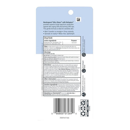 Neutrogena Ultra Sheer Face Sunscreen Stick SPF 60, Sensitive Skin Care, Mess-Free Broad Spectrum Sun Protection, Water Resistant Travel Size Sunscreen for Face, Oxybenzone-Free, .47 oz