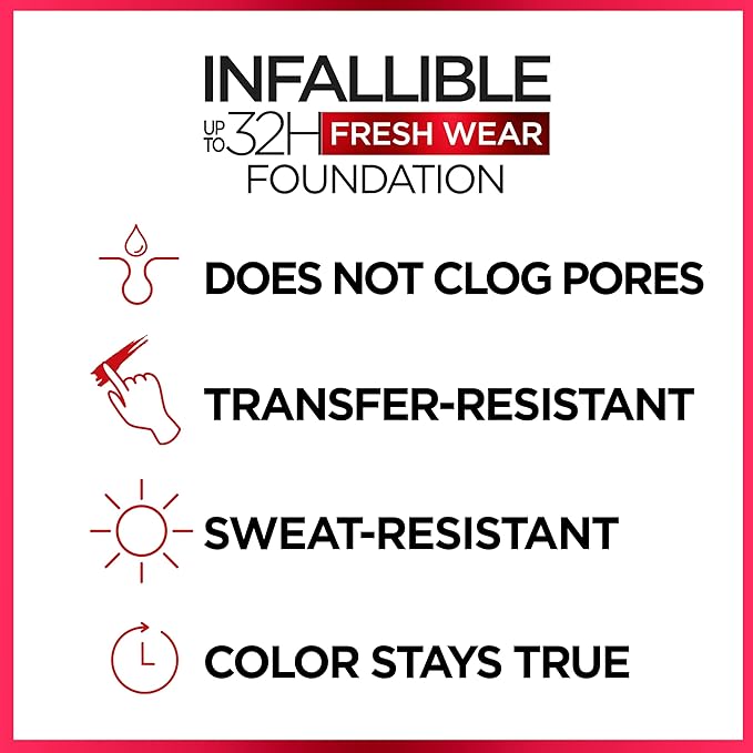 L'Oreal Paris Makeup Infallible Up to 32 Hour Fresh Wear Lightweight Foundation, 510 Hazelnut, 1 Fl Oz, Packaging May Vary