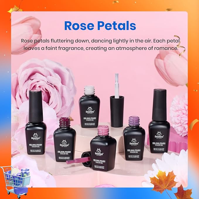 Beetles Burgundy Purple Gel Nail Polish Set - 6 Color Fall Dark Purple Maroon Mauve Plum Gel Polish Kit, Soak Off UV LED Nail Gel for Autumn Manicure Nail Art Gifts for Women