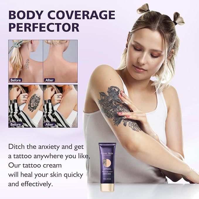 Body Coverage Perfector Waterproof, All Over Complexion Perfector,Long Lasting, Waterproof, Tattoo Cover Up Makeup Waterproof No Transfer, Tattoo Cover Up Makeup Waterproof (2.5OZ-2PC)