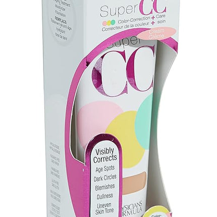 Physicians Formula Super CC+ Cream Color-Correction + Care Cream Full Coverage Light Foundation, Anti Aging Hydrating Serum, For Uneven Skin Tone, Dermatologist Approved