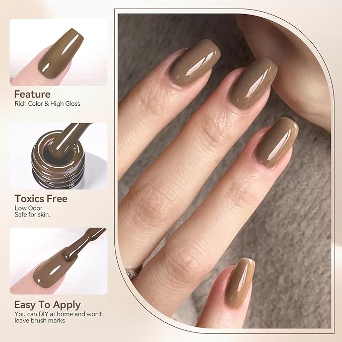 BORN PRETTY Nude Gel Nail Polish,Cream Beige White,Nude,Khaki,Brown,Chocolate Neutral Skin Tone Gel Polish Kit Soak Off Nail Art Manicure DIY Design Collection for Home and Salon