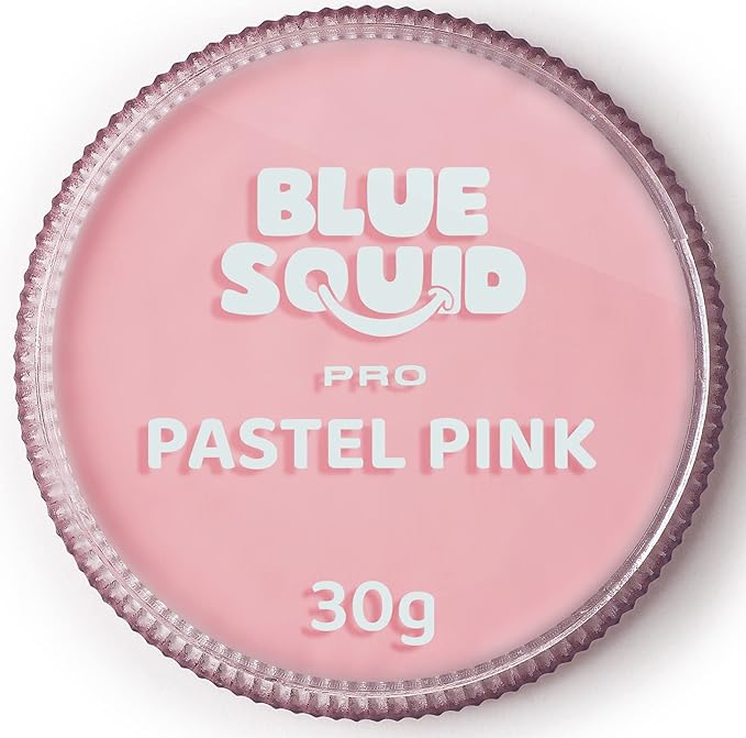 Blue Squid Face Paint Water Based Single Cake Professional Face Paint & Body Paint - Water Activated, Kids Adults Face Painting for Costume, Halloween Makeup, Cosplay - Pastel Pink Face Paint 30g