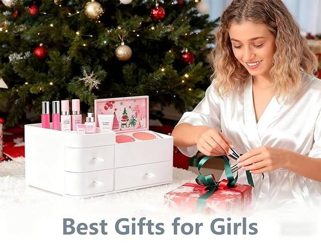 Makeup Organizer Tween Girls Gifts,Large Capacity Bathroom Organizer and Storage with Drawers Trendy Stuff ,Vanity,Bathroom Countertop,Bedroom Storage for Skincare,Cosmetics,Perfume,Brushes,Eyeshadow