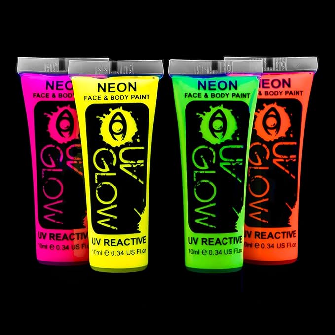 Blacklight Face and Body Paint 0.34oz - Neon Fluorescent (0.34 Fl Oz (Pack of 4))