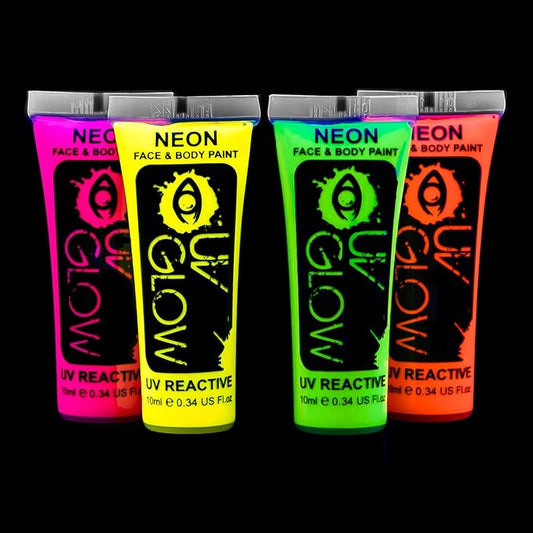 Blacklight Face and Body Paint 0.34oz - Neon Fluorescent (0.34 Fl Oz (Pack of 4))