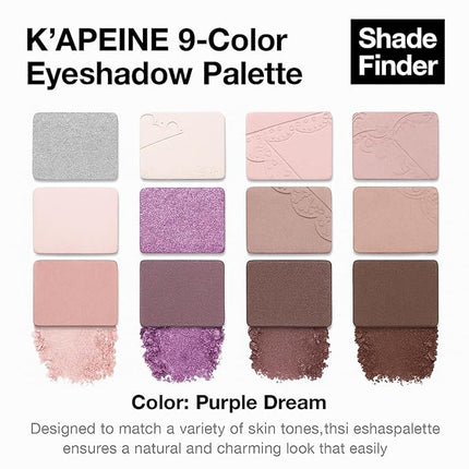 K'APEINE 9 Colors Eyeshadow Palette, Purple Glitter Pink Matte Eye Shadow Brown Nude Eye Makeup Palette Shimmer Sparkly Eyeshadow Kit for Women Cosplay Halloween Ursula Witch Costume Parties-purple