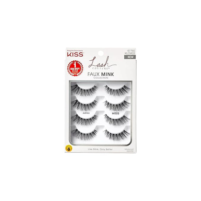 KISS Lash Couture Faux Mink False Eyelashes Multipack, ‘Jubilee’, 10mm, Multiple Lengths, Reusable, Cruelty Free, Vegan, Exclusive Knot-Free Lash Band, 4 Pairs