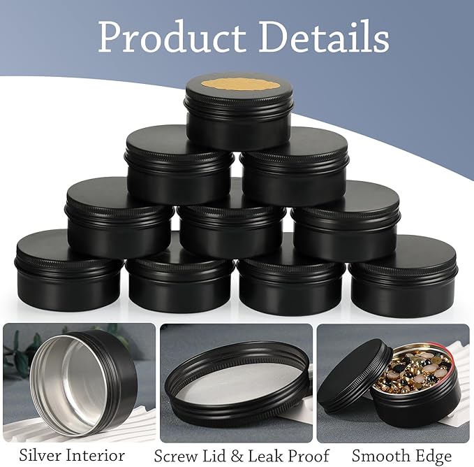 3oz Tins with Lids, 40 Pack Aluminum Tin Containers with Lids, Round Salve Tins Metal Tin Container, 3 oz Tin Cosmetic Sample Containers Tea Cans Bulk Food Storage Jars Candle Travel Tins