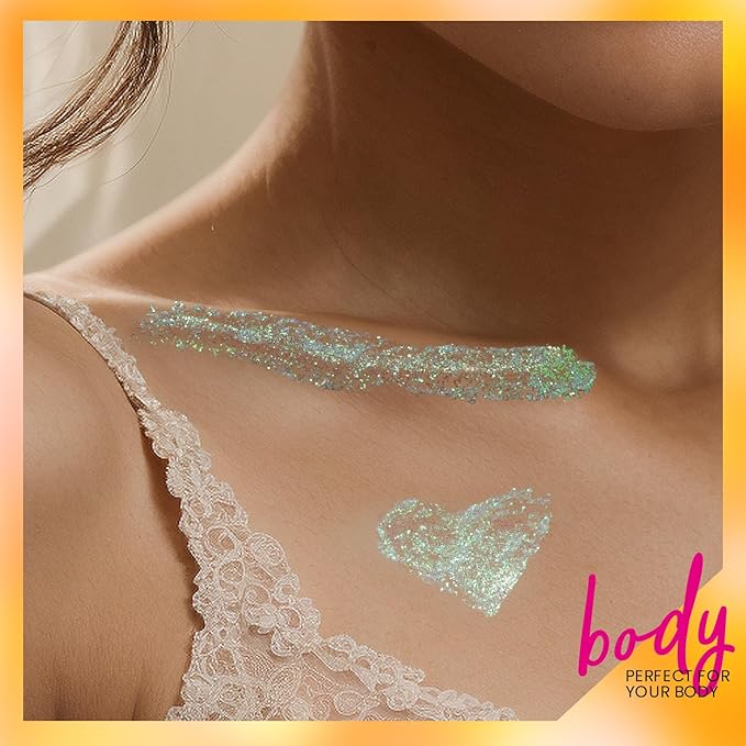 Teenitor Body Glitter, Face Glitter, Hair Glitter Gel, Holographic White Glitter for Face Body Makeup