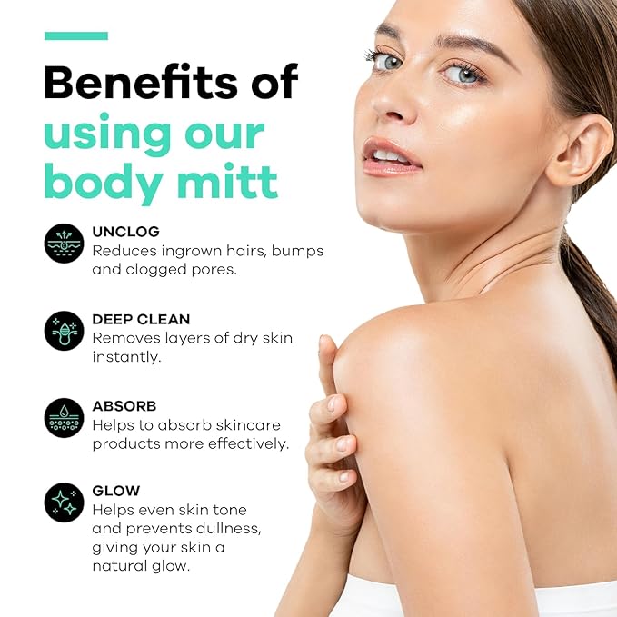 Dermasuri Deep Exfoliating Glove - Korean Exfoliating Mitt - Reusable Body Scrubber for Shower - Buffs Dry & Dead Ski - Keratosis Pilaris Treatment Scrub - Stocking Stuffer Gifts for Women & Men - XL