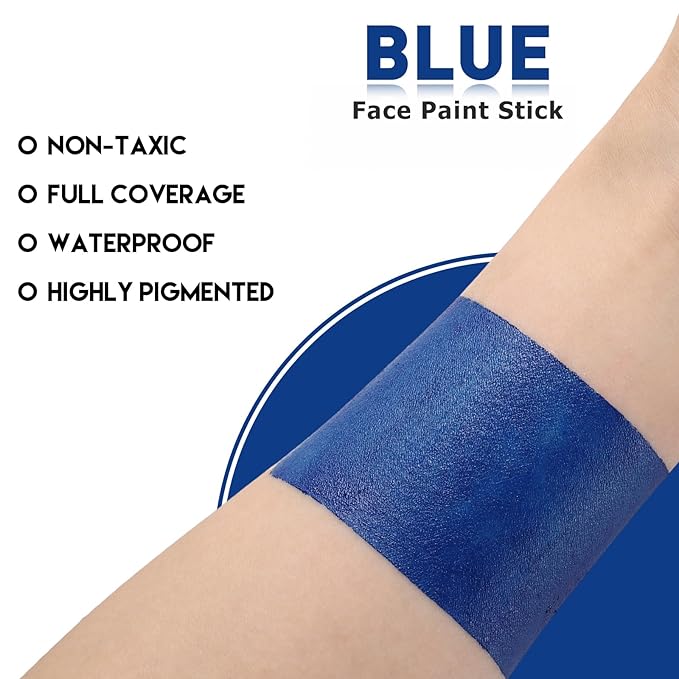 BOBISUKA Blue Body Face Paint Stick, Royal Blue Eye Black for Baseball Football Softball Sports, Blendable Body Painting Halloween Makeup Ideal for Avatar Galaxy Looks