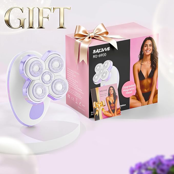 Electric Razors for Women - Upgraded Magnetic Electric Shaver for Women, Cordless Painless Hair Remover for Legs Bikini Face, Lady Trimmer for Sensitive Skin, Detachable and Waterproof, Grape