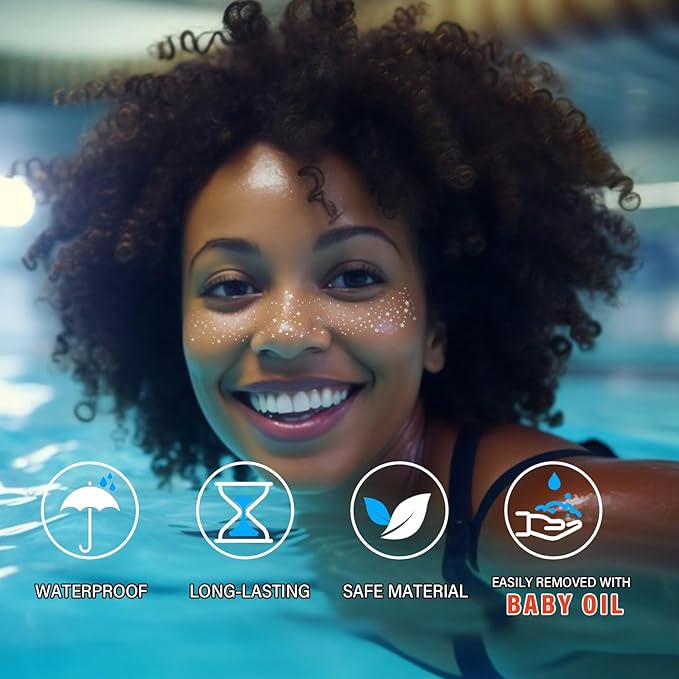 20 Pcs Silver Face Makeup Patches, Silver Glitter Freckles Face Tattoo, Easy Application Sparkle Makeup Freckles, Waterproof Glitter Freckles Patches for Women