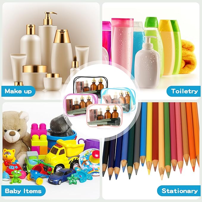 Weewooday 12 Pieces Clear Makeup Bags Cosmetic Storage Bags PVC Zipper Pouches Travel Waterproof Makeup Plastic Case for Women Organizing Toiletries Traveling Bathroom