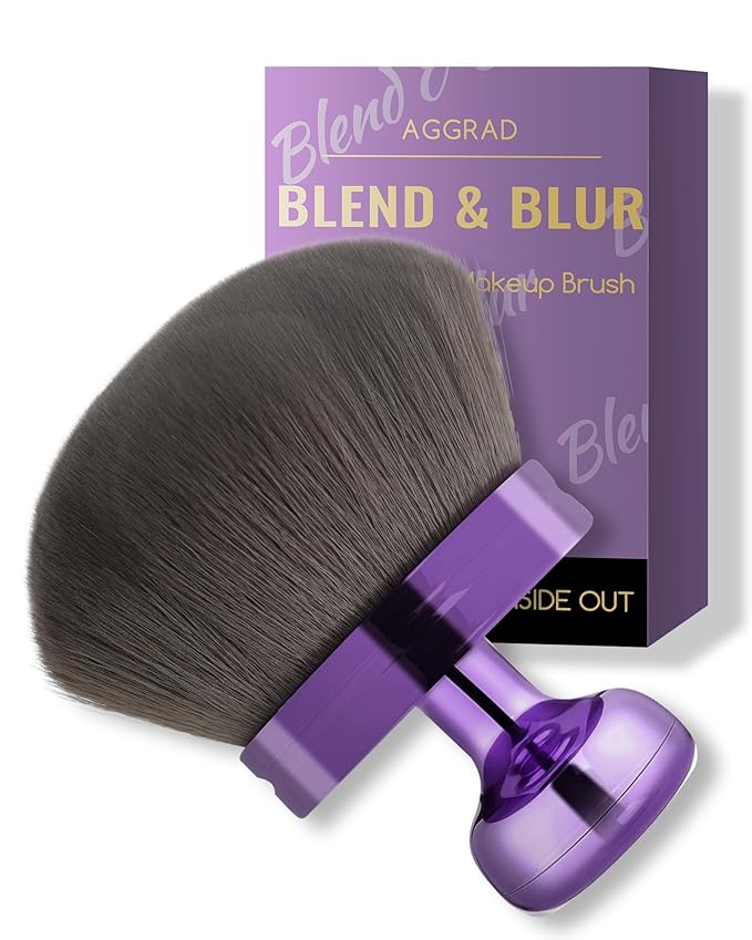 Upgraded Blend & Blur Body Makeup Brush for Self Tanner Tanning Lotion Sunscreen Applicator for Back Leg Makeup, Kabuki Foundation Brush for Liquid Beauty Supreme Cream Bronzer Brush for Face, Violet