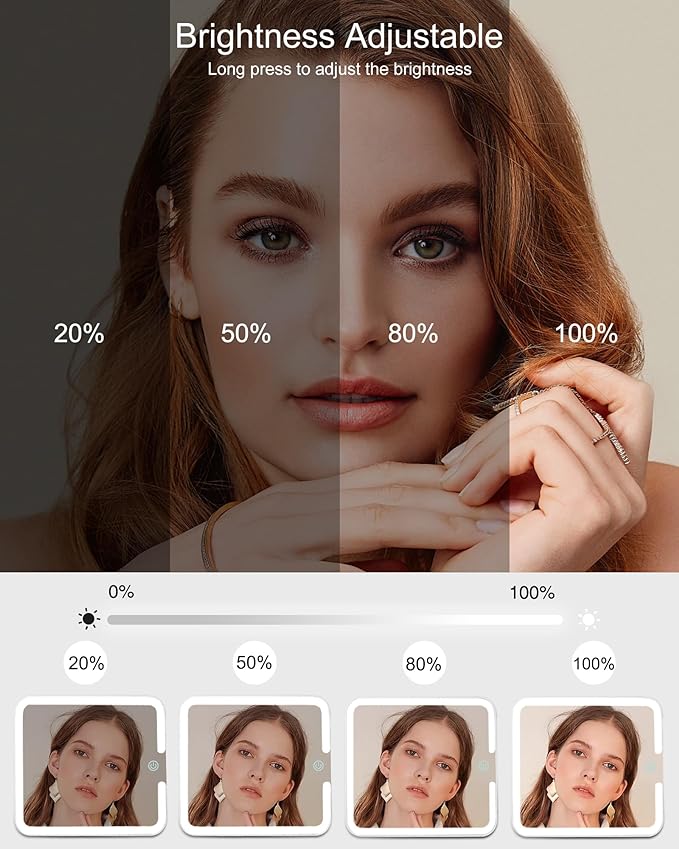 Relavel Makeup Bag with Light Up Mirror, Makeup Case Travel Cosmetic Bags Brush Organizer Storage Box, Rechargeable Vanity Mirror with 3 Color Lights, High Frame Mirror Protection (Black)