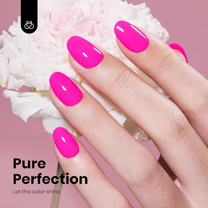 Beetles Neon Pink Gel Nail Polish - Neon Whispers Hema Free Gel Polish, Vibrant Pink Color Matching Bottles Long-Lasting Manicure Gift for Women 0.5Oz