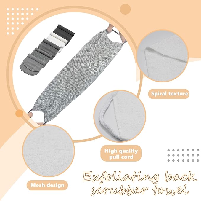 10 Pack Exfoliating Washcloth Back Scrubber for Shower, Back Washer Scrub Exfoliator with Handles for Men Women, Stretchable Body Loofah Washcloth Bath Towels, Shower Accessories (5 Colors)