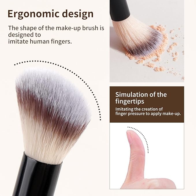 MAANGE 18 Pcs Makeup Brushes with Laser Bag, Premium Synthetic Makeup Brush Set Professional Makeup Tools Eyeshadow Eyebrow Foundation Blush Concealer Face Powder Blending Brushes Kit-Black